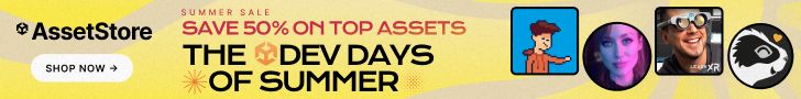 The Dev Days of Summer Sale is back and this year it lasts for 4 weeks. Each week, approximately 100 different assets will be on sale for 50% off, and several creators will pick their favorite assets to get started with game development. 